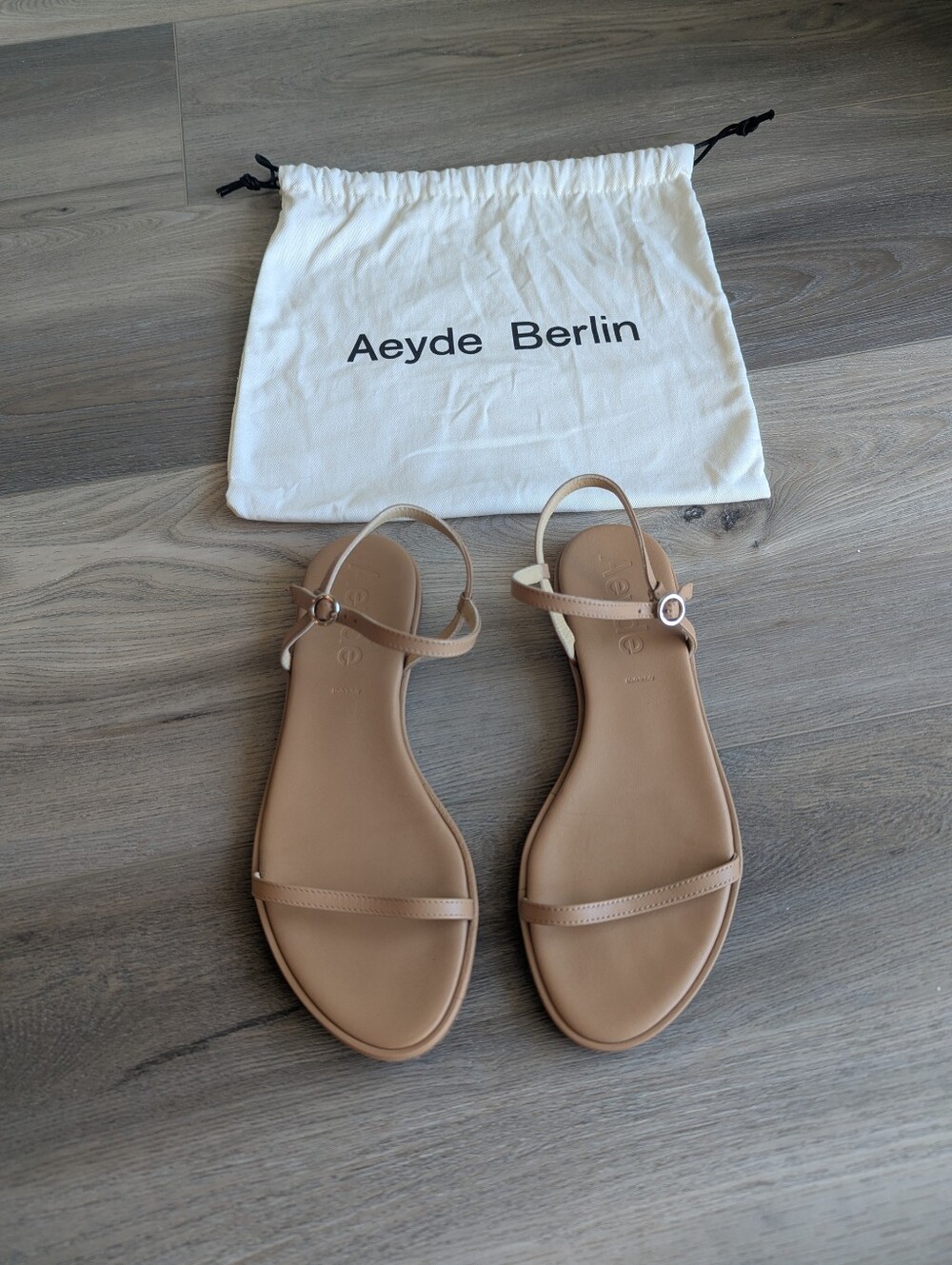 Aeyde Nettie Nude Tan Leather Sandals Size 38 (US 7.5-8)